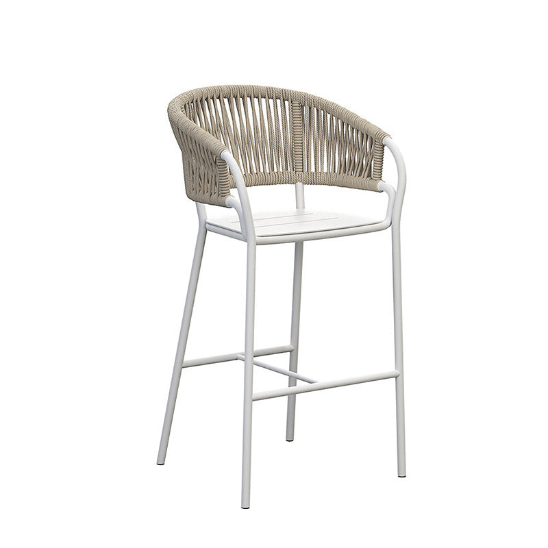 Contemporary Low Back Dining Stool Bucket Bar Stool with Footrest
