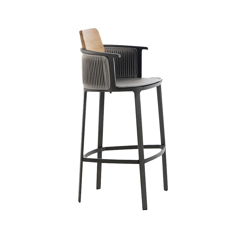 Contemporary Low Back Dining Stool Bucket Bar Stool with Footrest