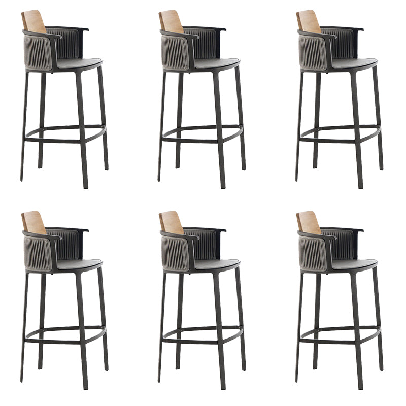 Contemporary Low Back Dining Stool Bucket Bar Stool with Footrest