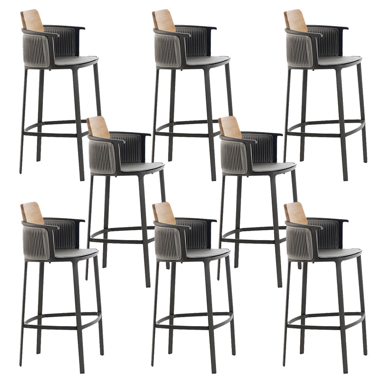 Contemporary Low Back Dining Stool Bucket Bar Stool with Footrest