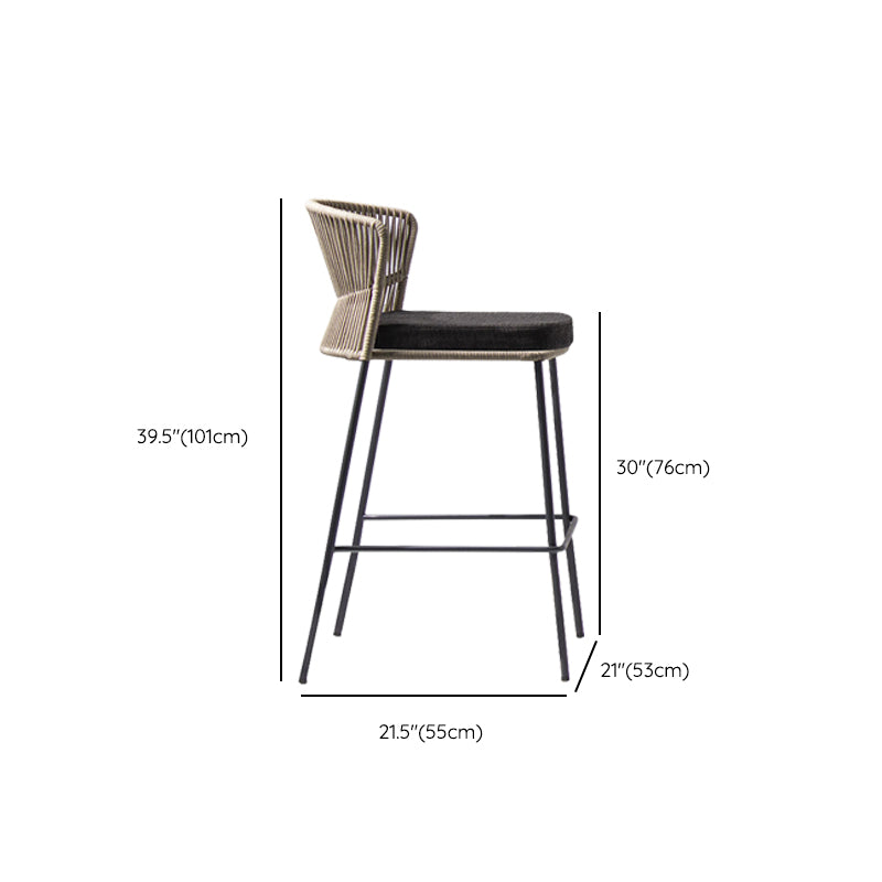 Contemporary Low Back Dining Stool Bucket Bar Stool with Footrest