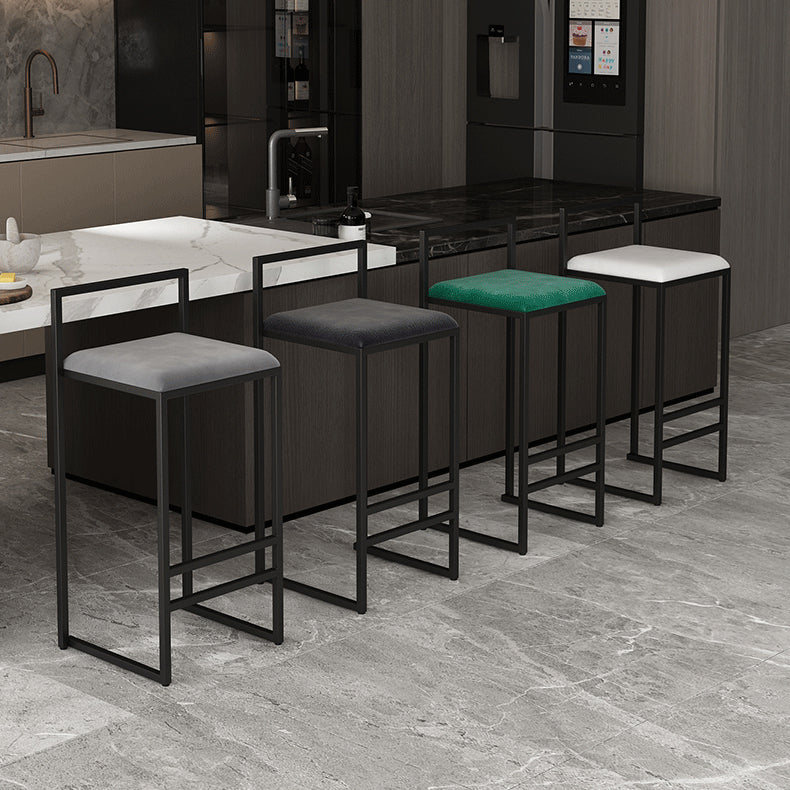 Metal Armless Dining Stools Contemporary Bar Stools with Cushion