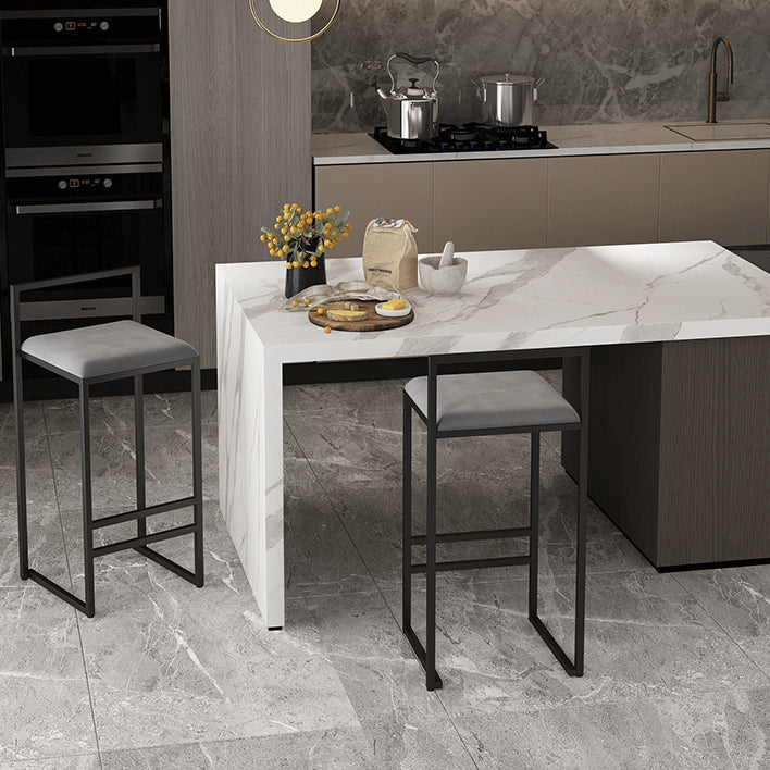 Metal Armless Dining Stools Contemporary Bar Stools with Cushion