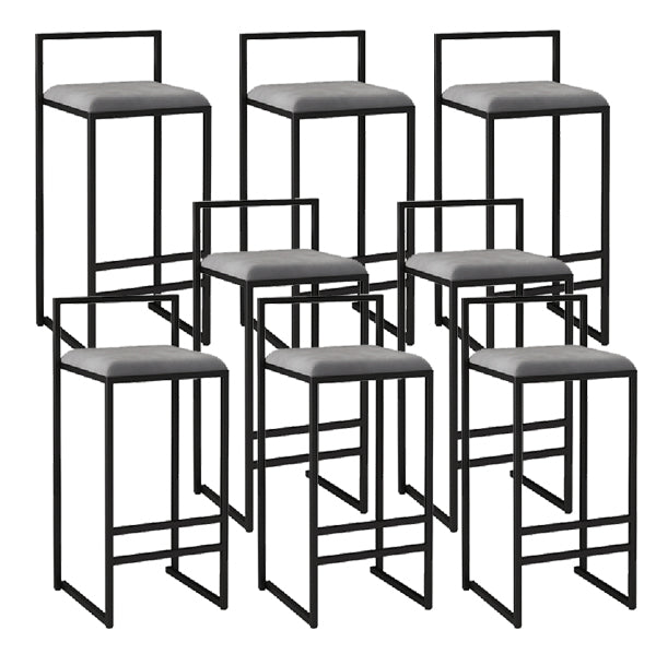 Metal Armless Dining Stools Contemporary Bar Stools with Cushion