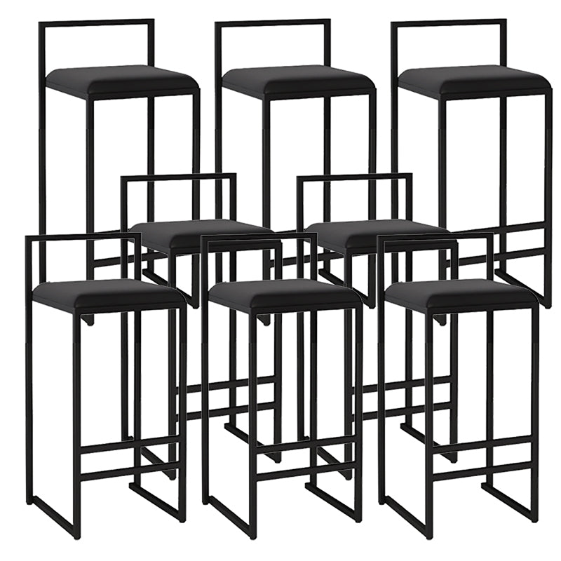 Metal Armless Dining Stools Contemporary Bar Stools with Cushion