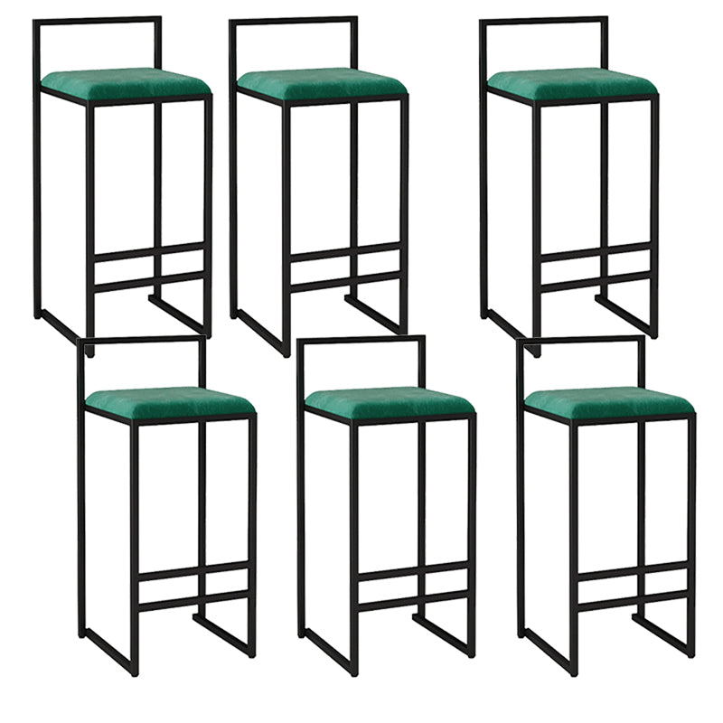 Metal Armless Dining Stools Contemporary Bar Stools with Cushion