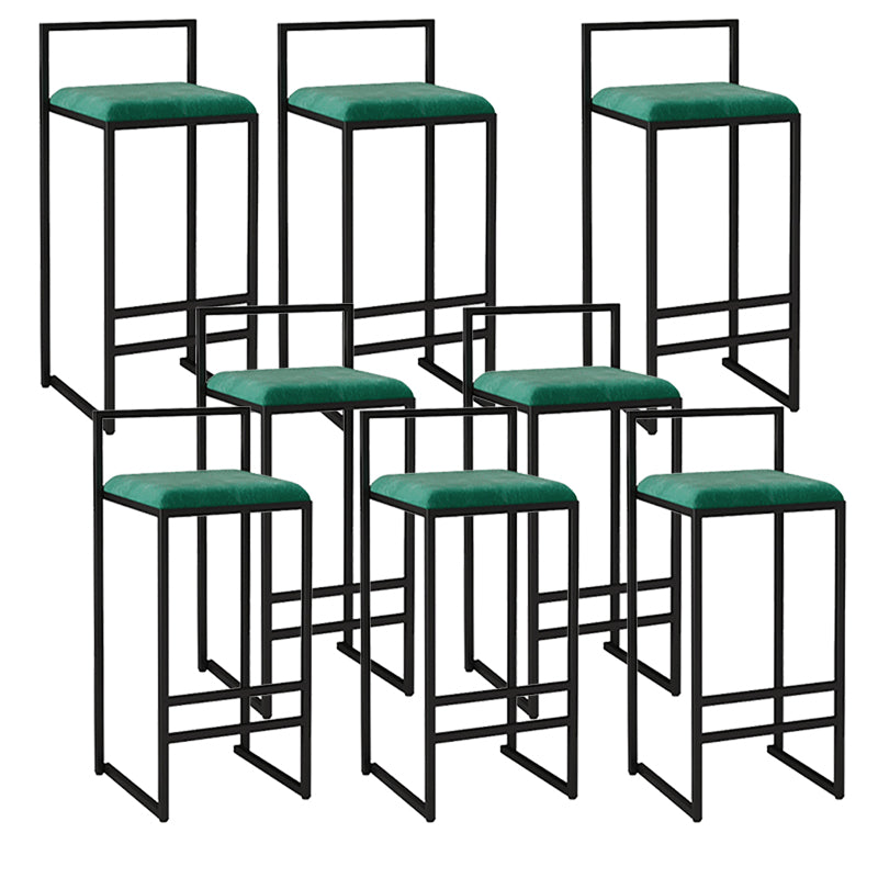 Metal Armless Dining Stools Contemporary Bar Stools with Cushion