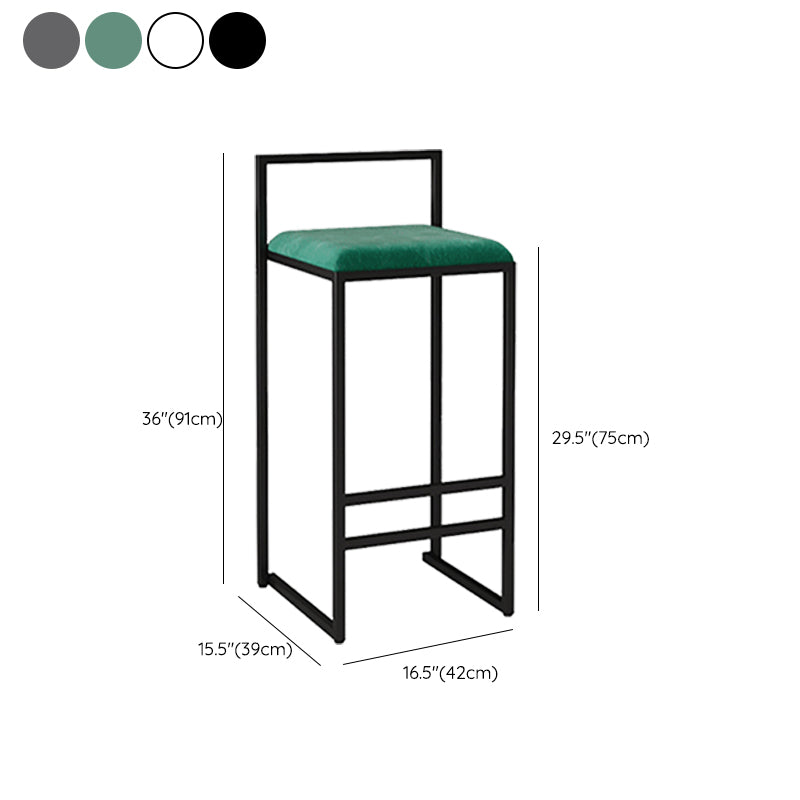 Metal Armless Dining Stools Contemporary Bar Stools with Cushion