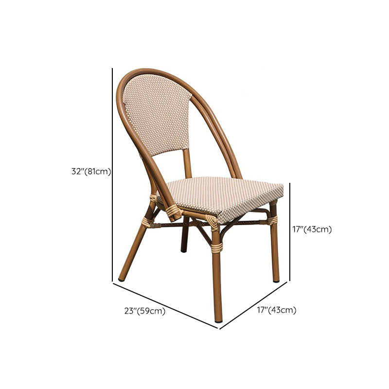 Tropical Beige Armchair/Side Chair with Fabric Back and Aluminum Base