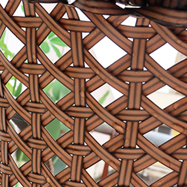 Tropical Brown Armed Chairs with Faux Rattan Open Back in Metel