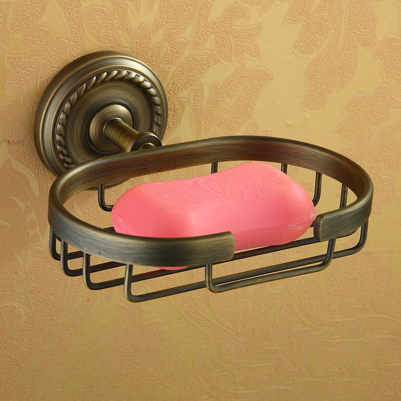 Distressed Brass Traditional Bathroom Set with Bath Shelf/Paper Holder & Towel Bar