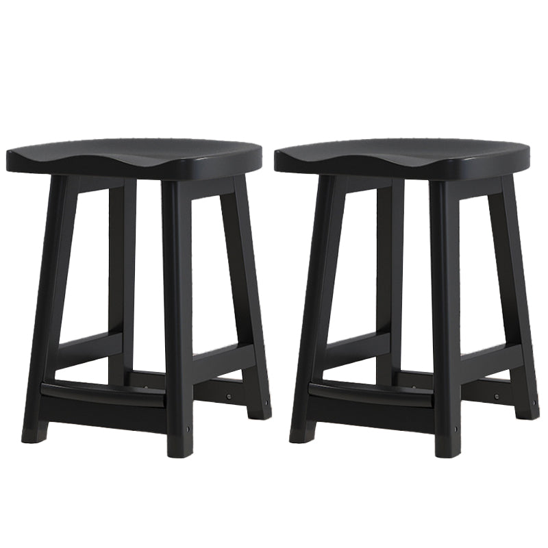 Contemporary Solid Wood Barstools Saddle Seat Bar Stools with Footrest