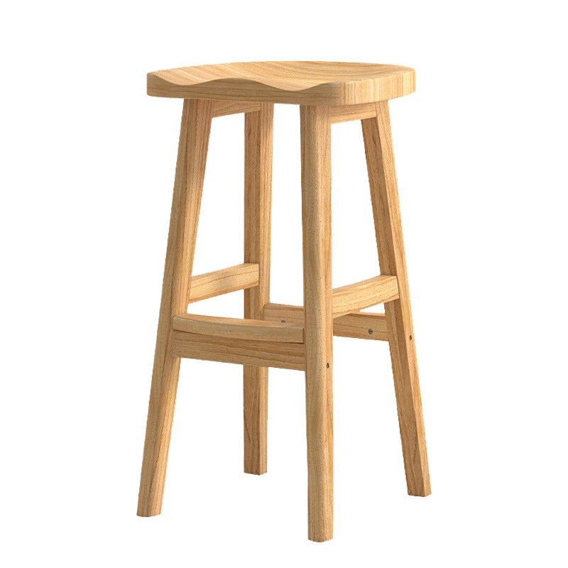 Contemporary Solid Wood Barstools Saddle Seat Bar Stools with Footrest