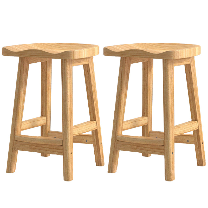 Contemporary Solid Wood Barstools Saddle Seat Bar Stools with Footrest