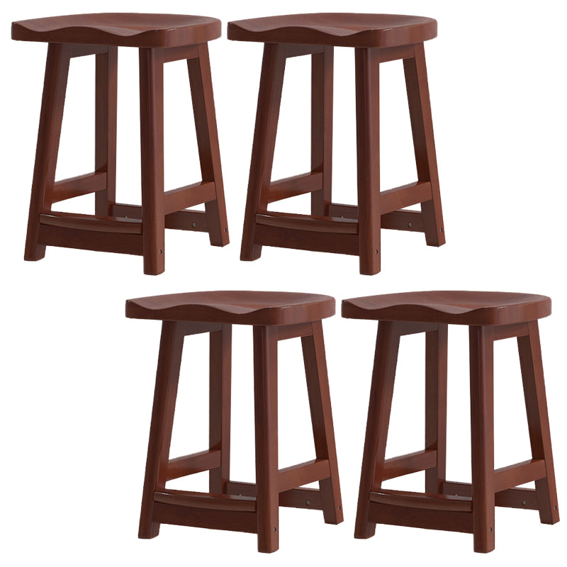 Contemporary Solid Wood Barstools Saddle Seat Bar Stools with Footrest