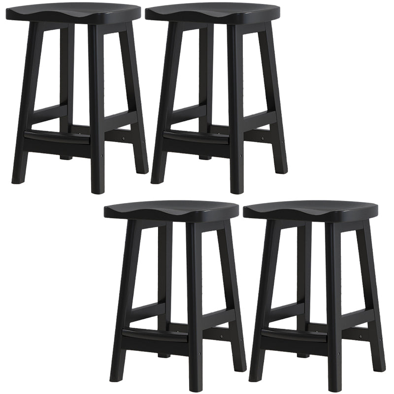 Contemporary Solid Wood Barstools Saddle Seat Bar Stools with Footrest