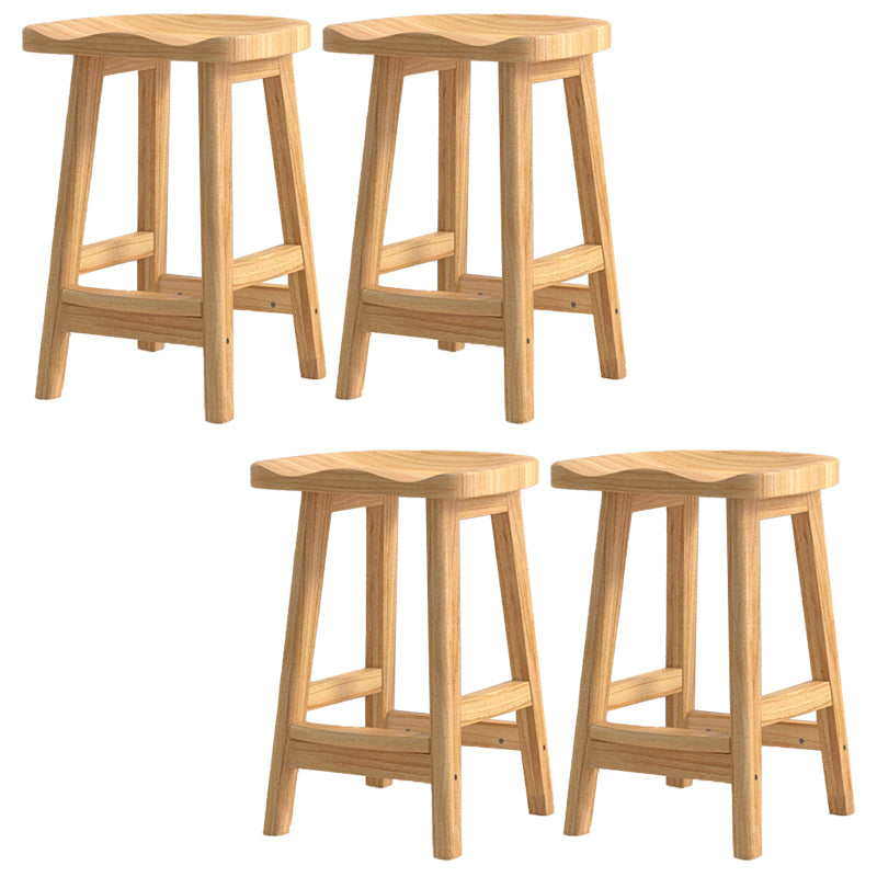 Contemporary Solid Wood Barstools Saddle Seat Bar Stools with Footrest
