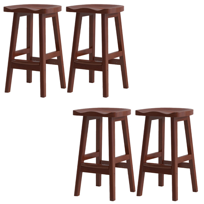 Contemporary Solid Wood Barstools Saddle Seat Bar Stools with Footrest