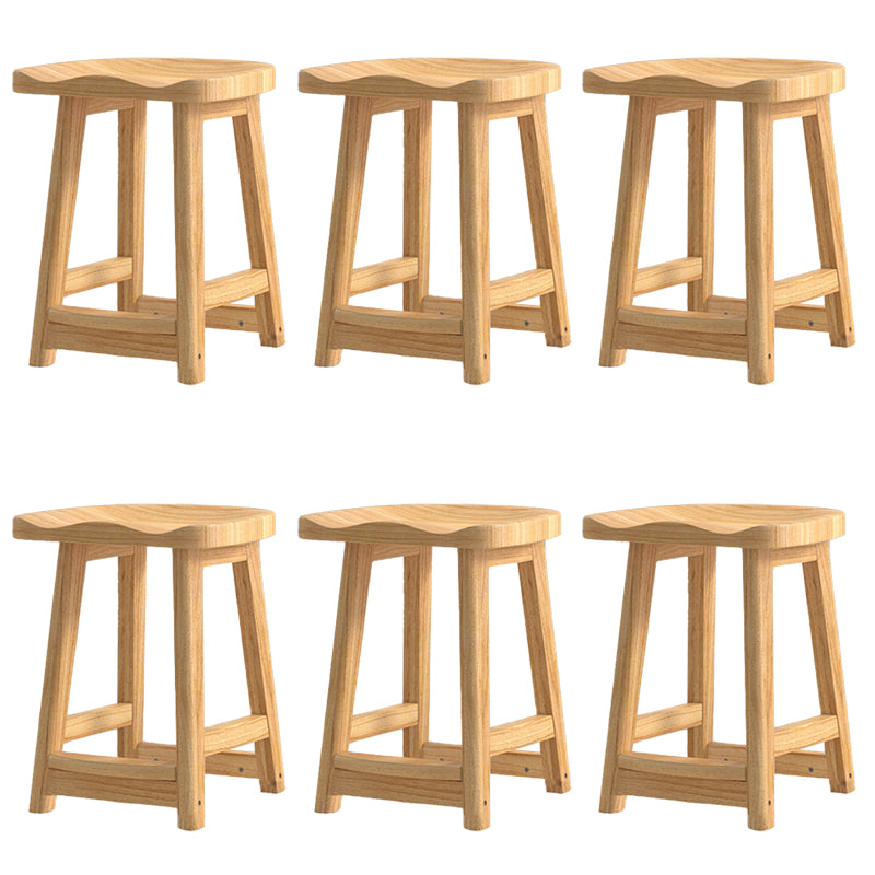 Contemporary Solid Wood Barstools Saddle Seat Bar Stools with Footrest