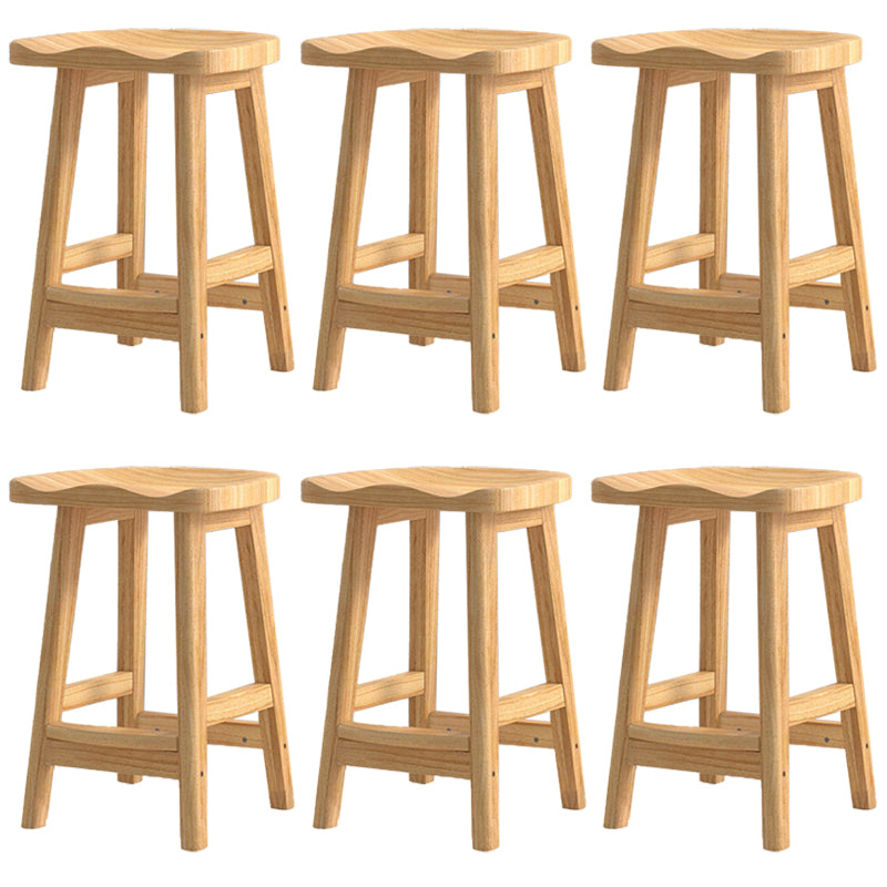 Contemporary Solid Wood Barstools Saddle Seat Bar Stools with Footrest