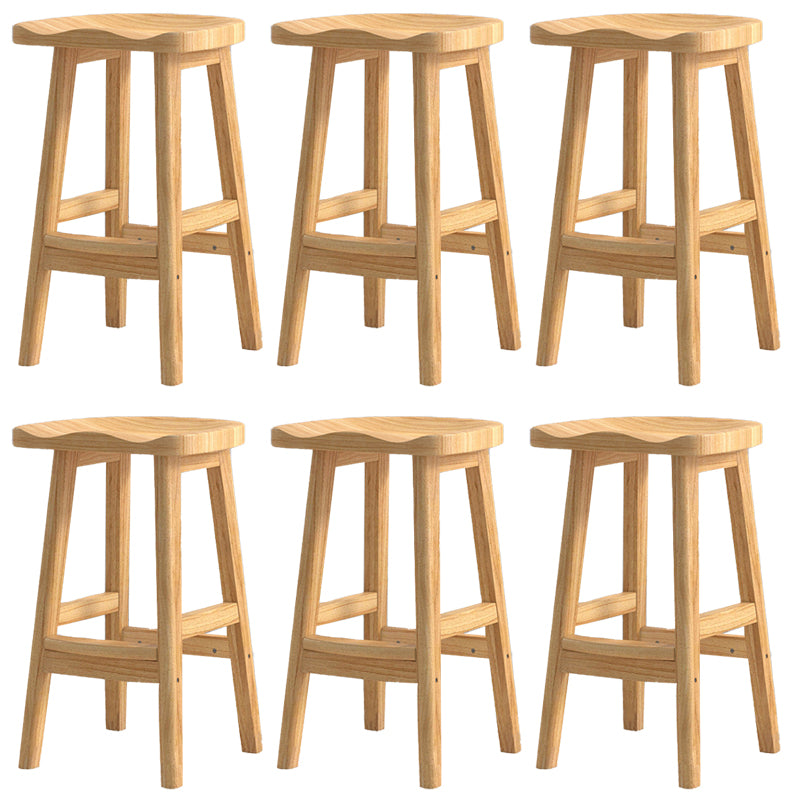 Contemporary Solid Wood Barstools Saddle Seat Bar Stools with Footrest