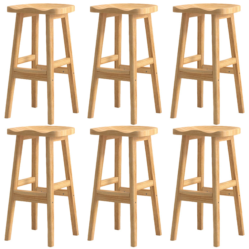 Contemporary Solid Wood Barstools Saddle Seat Bar Stools with Footrest