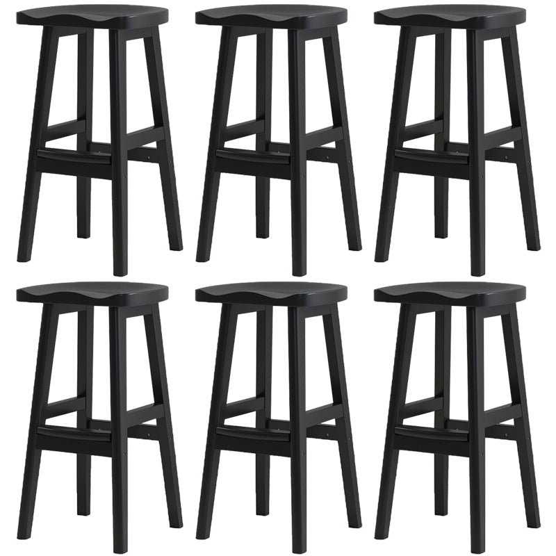 Contemporary Solid Wood Barstools Saddle Seat Bar Stools with Footrest