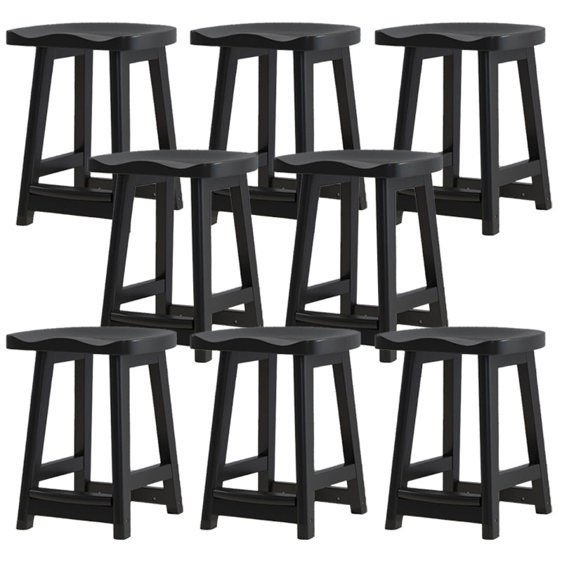 Contemporary Solid Wood Barstools Saddle Seat Bar Stools with Footrest