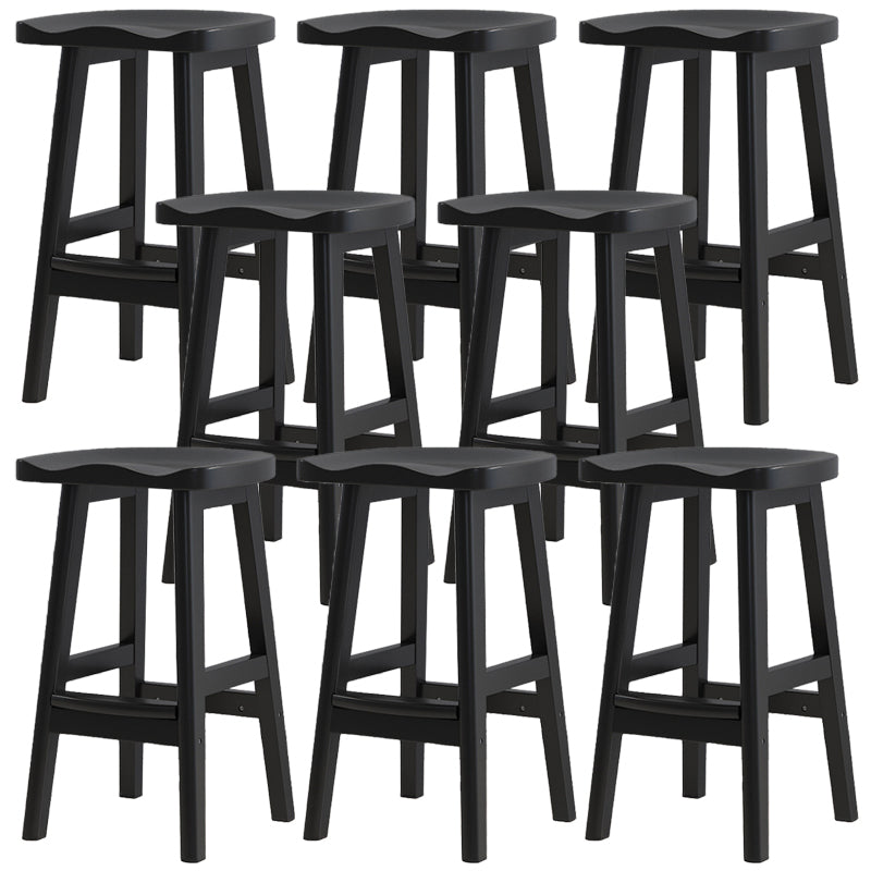Contemporary Solid Wood Barstools Saddle Seat Bar Stools with Footrest