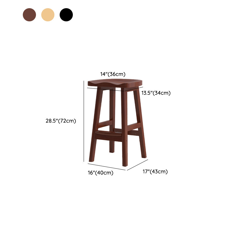 Contemporary Solid Wood Barstools Saddle Seat Bar Stools with Footrest
