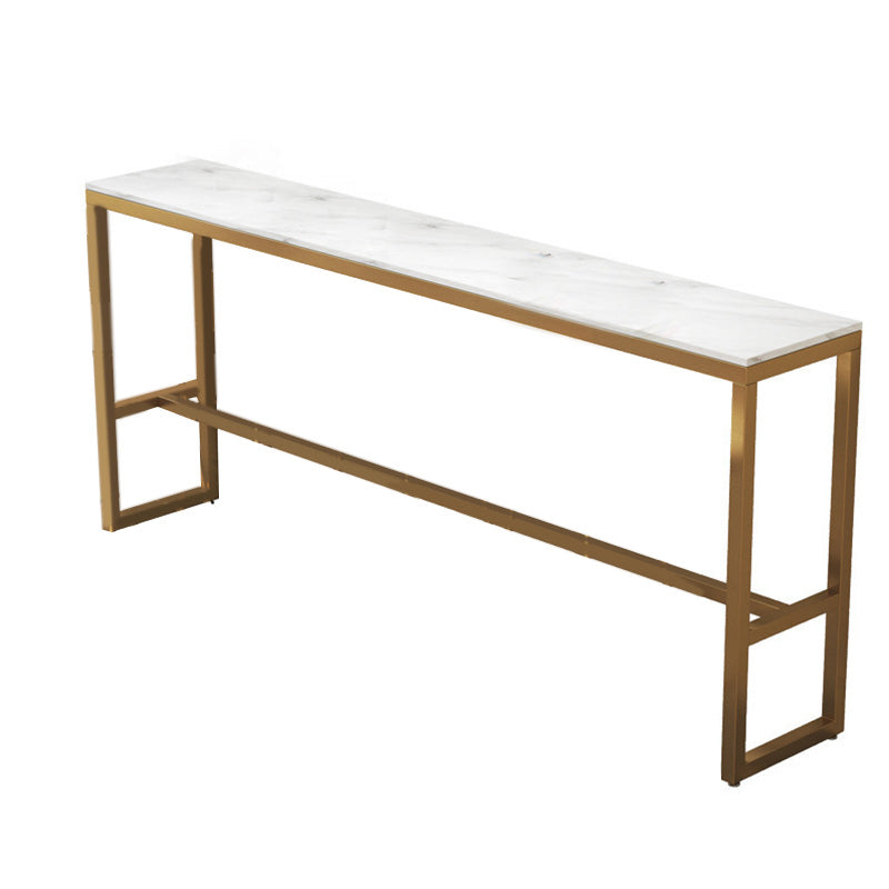 Rectangular Bar Height Table White Faux Marble Top Bistro Pub Table