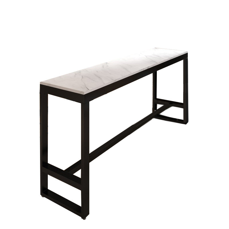 Rectangular Bar Height Table White Faux Marble Top Bistro Pub Table