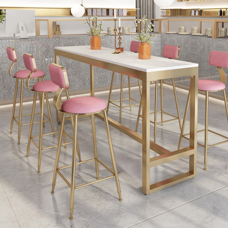 Rectangular Bar Height Table White Faux Marble Top Bistro Pub Table