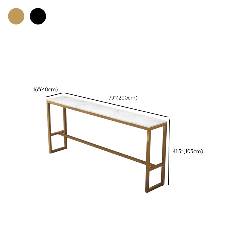 Rectangular Bar Height Table White Faux Marble Top Bistro Pub Table