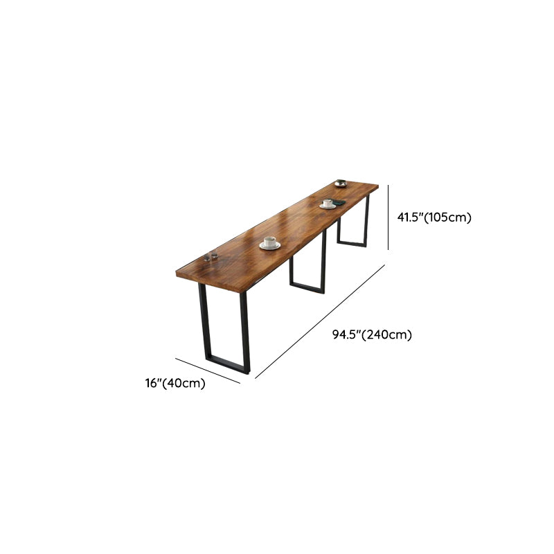Modern Solid Wood Bistro Bar Table Rectangle Metal Base Bar Table for Dining Room
