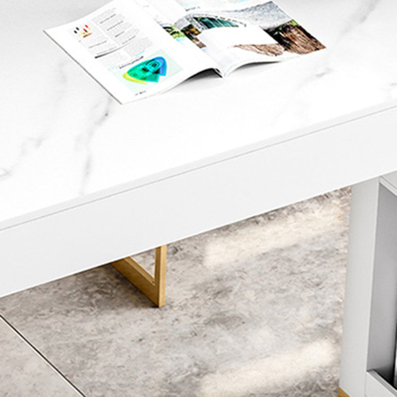 Sintered Stone Bistro Bar Table Rectangle White Bar Table with Storage