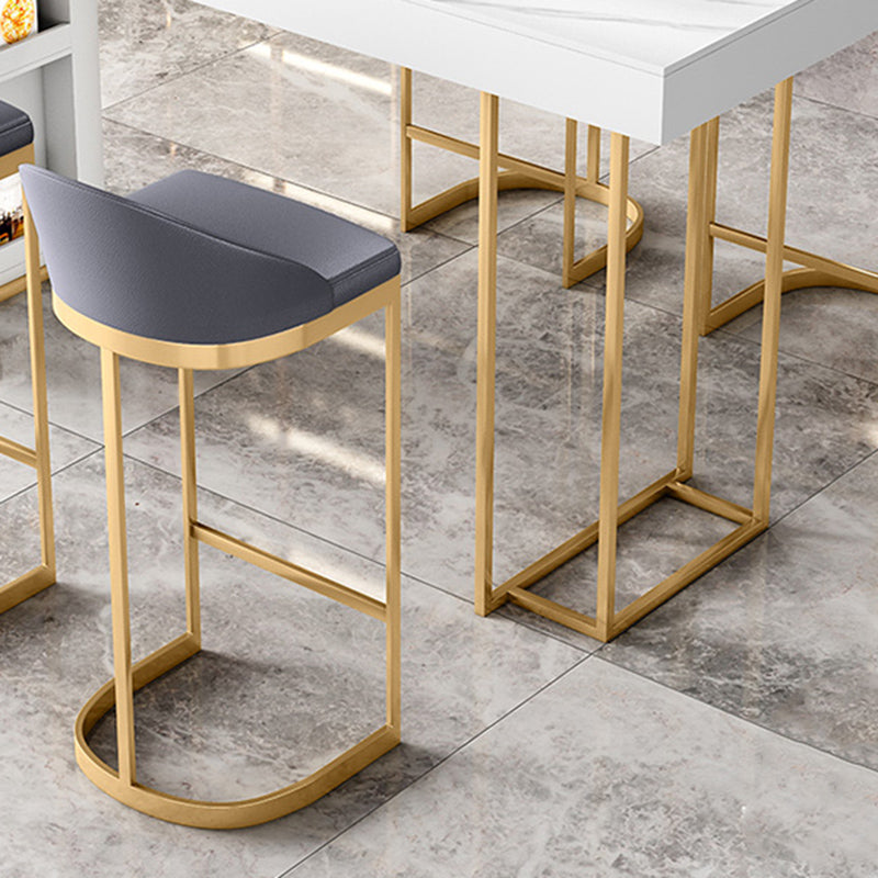 Sintered Stone Bistro Bar Table Rectangle White Bar Table with Storage