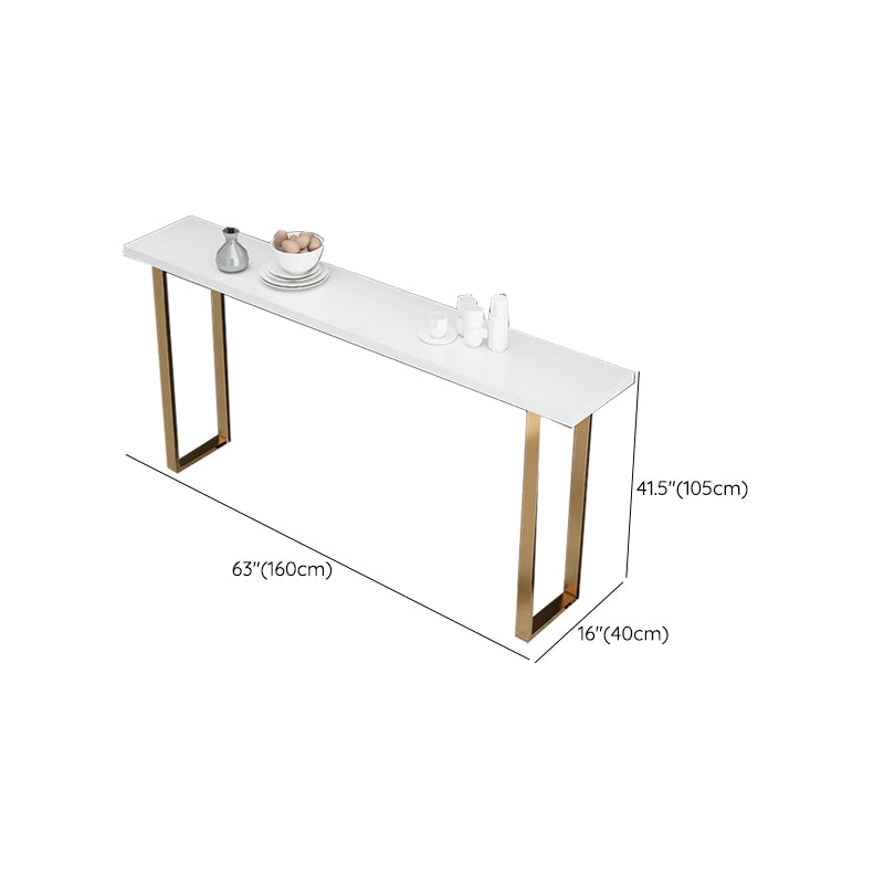 Solid Wood Counter Height Table White Top and Gold Base Bar Table