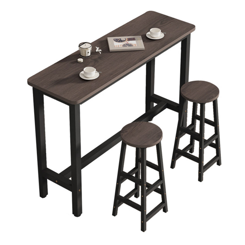 Industrial Wood Top Bar Table Rectangle Counter Height Dining Table