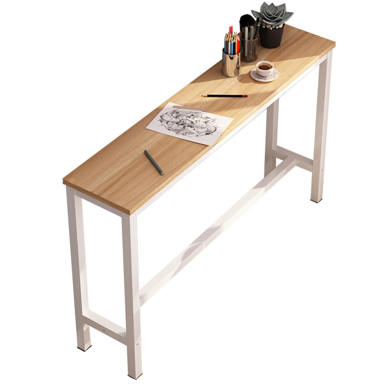 Industrial Metal Trestle Base Bar Table Rectangle Wood Top Counter Height Table