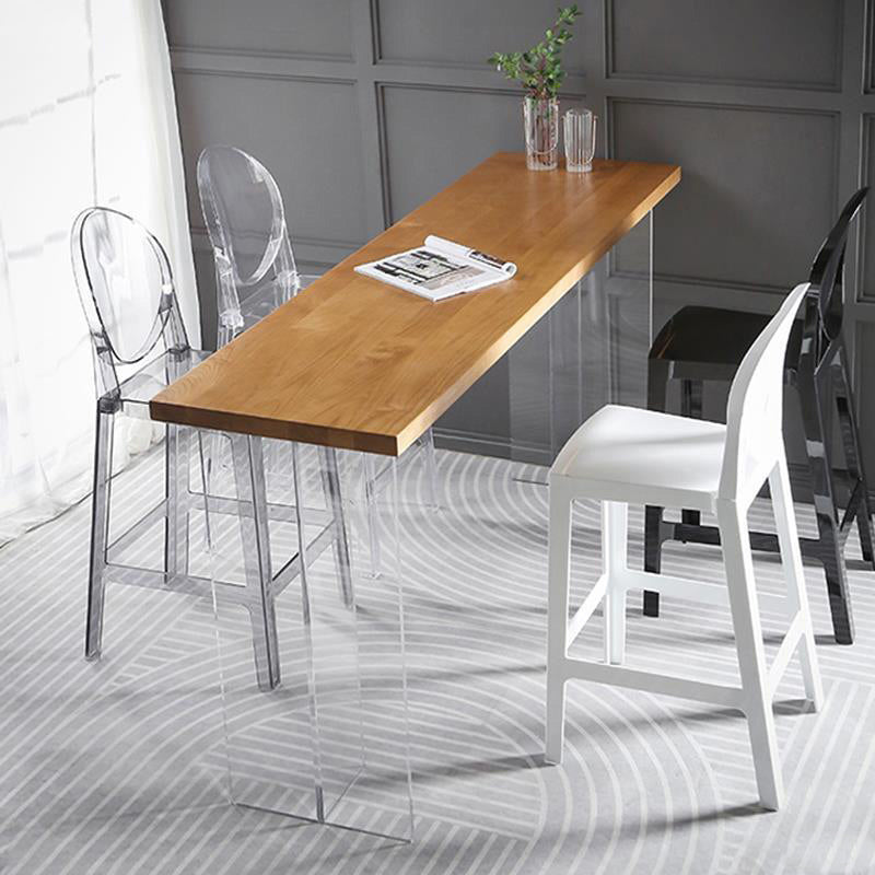 Contemporary Double Pedestal Bar Dining Table Rectangle Bar Table in Acrylic and Wood