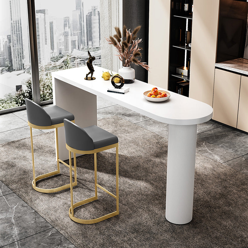 Contemporary White Double Pedestal Bar Table Wood and Iron Bar Dining Table