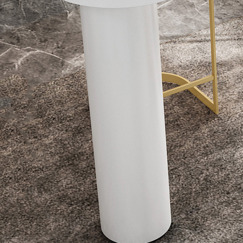 Contemporary White Double Pedestal Bar Table Wood and Iron Bar Dining Table