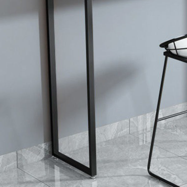 Black Stone Top Bar Dining Table Modern Rectangle Bar Table with Storage