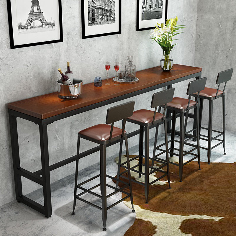 Industrial Style Bistro Bar Table Rectangle Solid Wood Bar Table for Dining Room