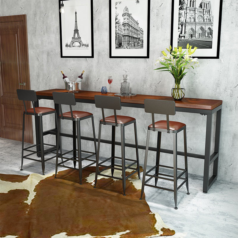 Industrial Style Bistro Bar Table Rectangle Solid Wood Bar Table for Dining Room