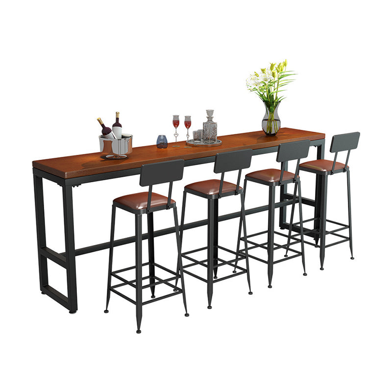 Industrial Style Bistro Bar Table Rectangle Solid Wood Bar Table for Dining Room