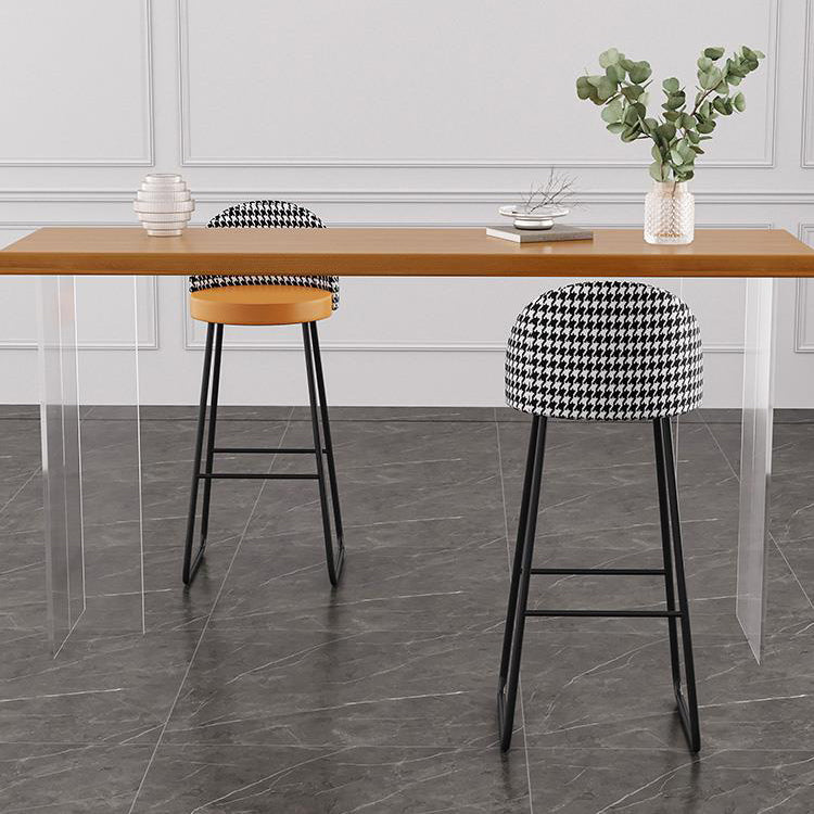 Contemporary Rectangle Bar Dining Table Indoor Wood Bar Table with Acrylic Double Pedestal