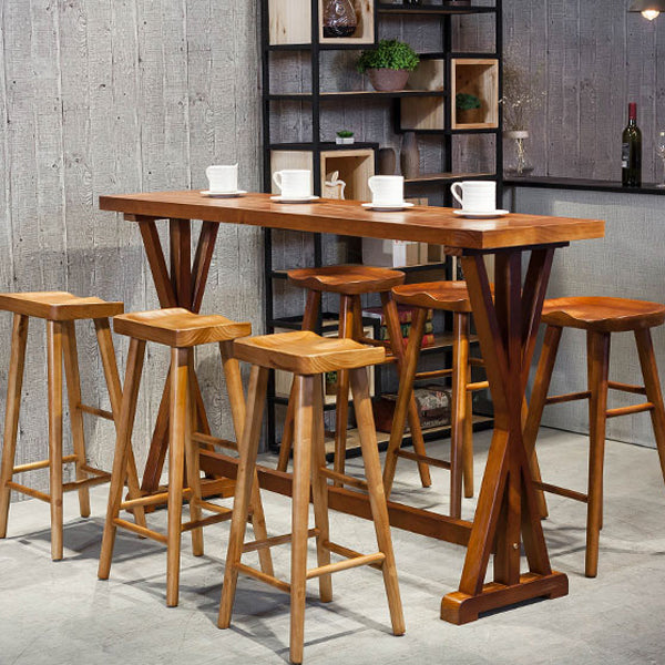Modern Style Bistro Bar Table Rectangle Solid Wood Bar Table