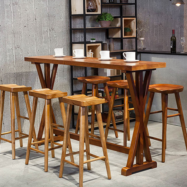 Modern Style Bistro Bar Table Rectangle Solid Wood Bar Table
